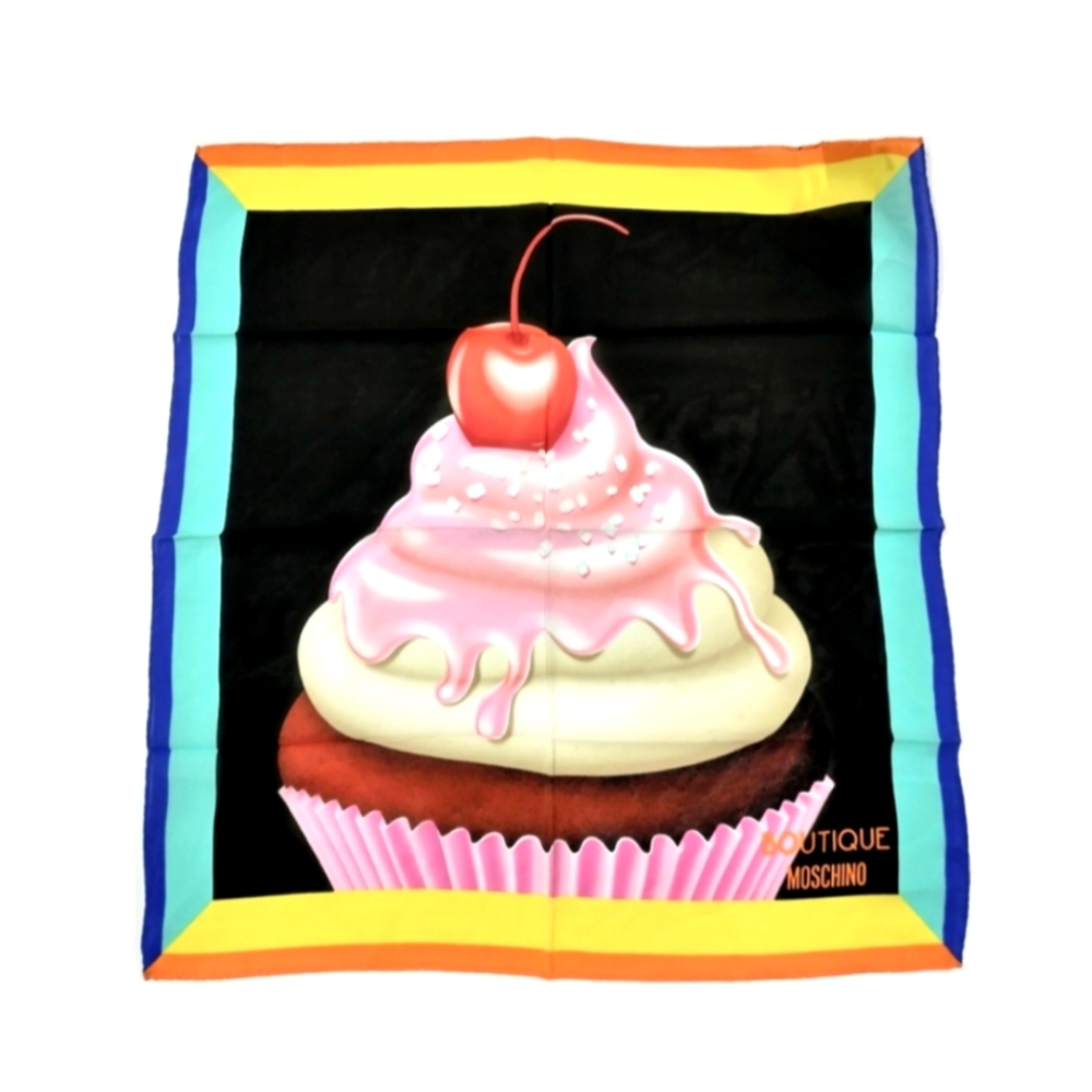 Moschino Cherry Cupcake 100% Silk Scarf